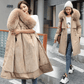 Parka Longa Forrada e com Capuz com Pele