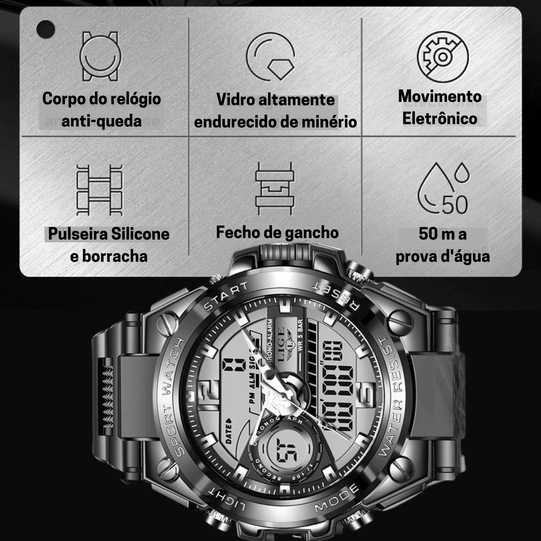 Relógio Masculino Estilo Militar Cesar