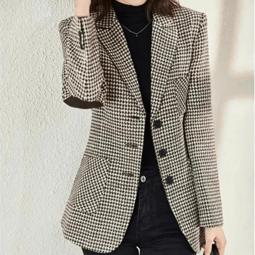 Blazer Feminino Quadriculado e Patch