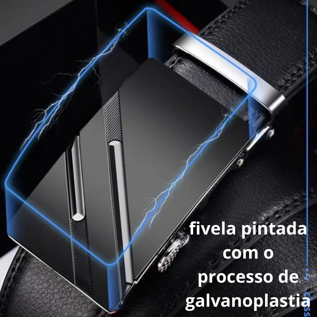 Cinto de Couro Automático de Luxo Fivela Lisa